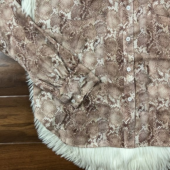 Haute Hippie Women's Size Small Brown Snake Print Silk Shirt Blouse Top - Picture 3 of 10